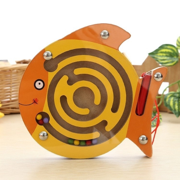 Children Puzzle Toy Wooden Magnetic Small Size Fish Pattern Animal Maze
