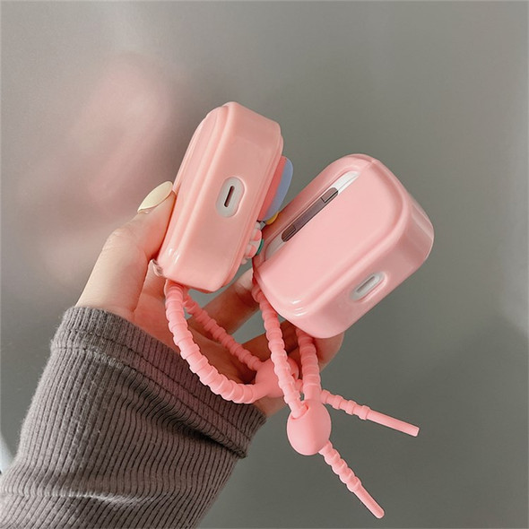 For Apple AirPods Pro Anti-fall Earbuds Protective Case Phantom Pink Snail Bunny Headphone Cover Shockproof Earphone Cover with Silicone Strap