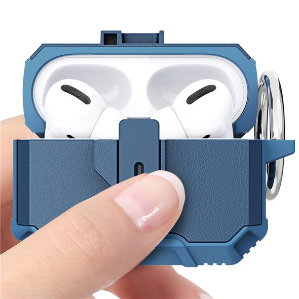 Earbuds Charging Case Cover for Apple AirPods Pro Headset Protector Soft TPU+PC Shockproof Case - Sapphire