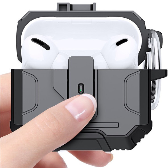 For Apple AirPods 3 Protective Case Soft TPU+PC Earbuds Charging Case Cover - Black