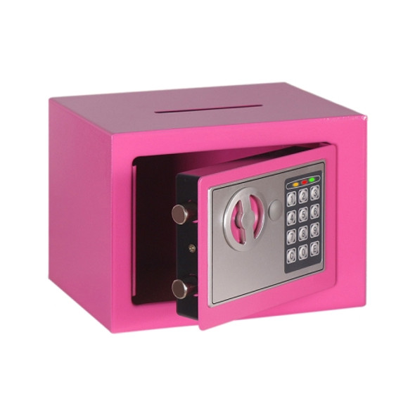 17E Home Mini Electronic Security Lock Box Wall Cabinet Safety Box with Coin-operated Function(Pink)