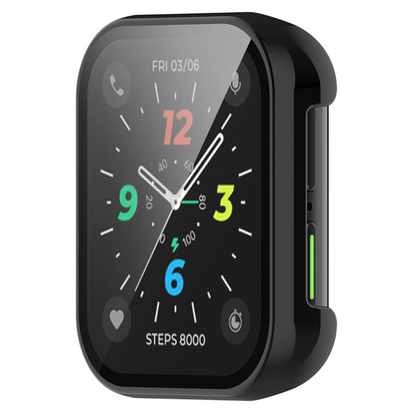 For Oppo Watch 2 42mm Tempered Glass Screen Protector Watch Case Anti-drop Hard PC Cover - Black