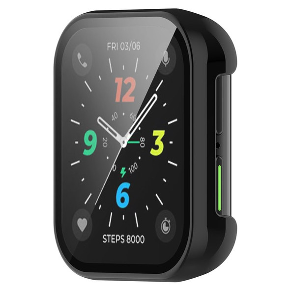 For Oppo Watch 2 46mm Anti-scratch PC Watch Case with Tempered Glass Screen Protector Full Protection Cover - Black