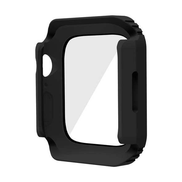 For Apple Watch SE 40mm / Series 6 / 5 / 4 40mm Full Coverage PC + TPU Watch Case Cover with Tempered Glass Screen Protector - Black