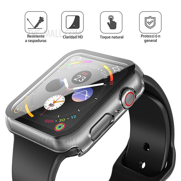 Hard PC Case with Touch Sensitive Tempered Glass Screen Protector for Apple Watch Series 7 41mm - Transparent
