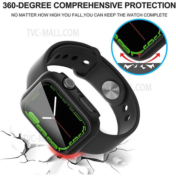 2Pcs Hard PC Smartwatch Frame Case+Tempered Glass Screen Protector Anti-scratch Replacement for Apple Watch Series 7 45mm - Black