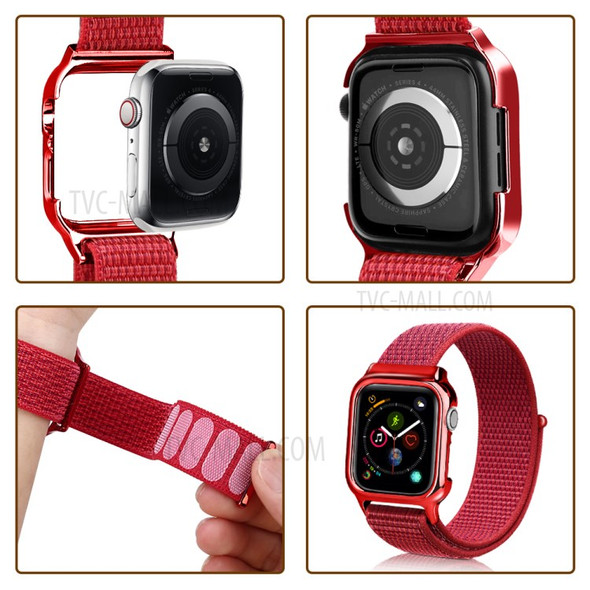 Soft Breathable Nylon Sport Loop Wrist Band Strap for Apple Watch Series 4 44mm - Red