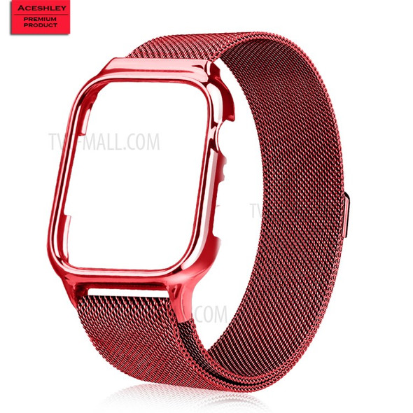 Magnetic Milanese Stainless Steel Watch Band for Apple Watch Series 4 44mm - Red