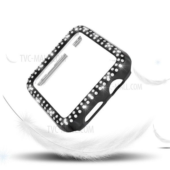 Dual-row Rhinestone Decor Smart Watch PC Protective Case for Apple Watch Series 3/2/1 38mm - Black