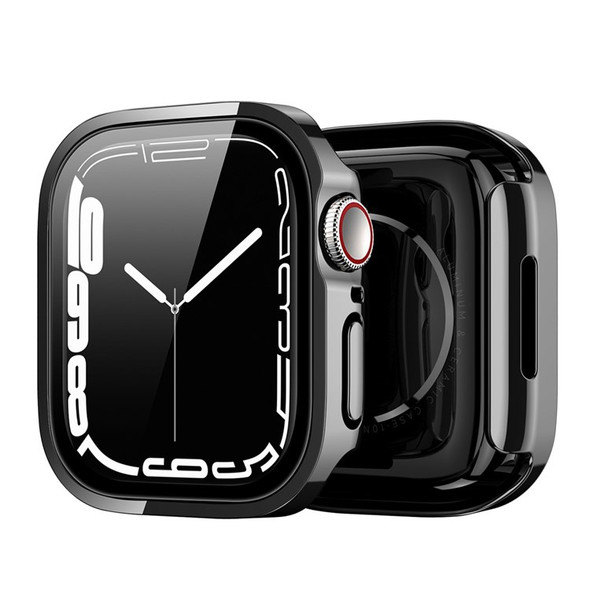 DUX DUCIS Electroplated Hard PC Case for Apple Watch Series 7 41mm Anti-Scratch Smart Watch Protective Case with Screen Protector - Black