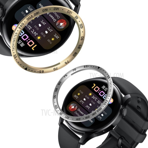 Speed Scale Design Stainless Steel Watch Bezel Protective Ring Cover for Huawei Watch 3 - Retro Gold/Black