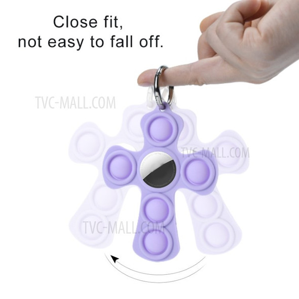 Cross Shape  Silicone Protective Cover for Apple AirTag - Purple/Keychain Ring