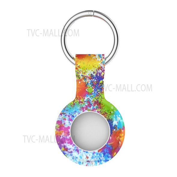 Pattern Printing Silicone Case with Anti-lost Ring Buckle for Apple AirTag Bluetooth Locator Tracker - Painted