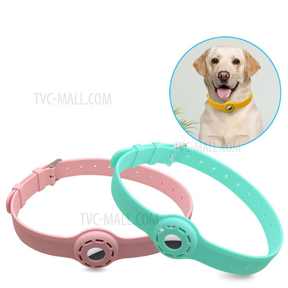 Pet Collar Design Hollow Out Anti-Lost Protective Cover Case Silicone Strap for Apple AirTag Tracker - Red