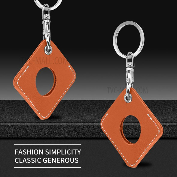 PU Leather Anti-Drop Protective Case Cover with Key Ring for Apple AirTag Bluetooth Locator - Orange