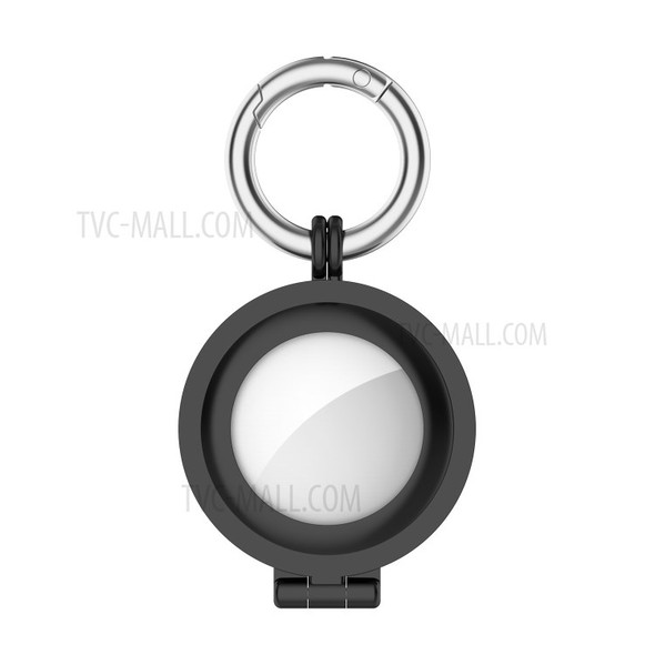 Gloss Surface Zinc Alloy Protective Case Cover with Key Ring for Apple AirTag Locator - Black