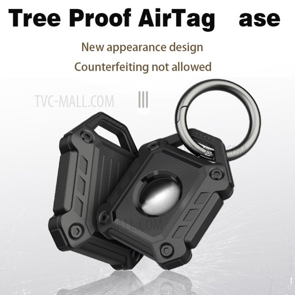 TPU Armor Protective Case Shell Sleeve for Apple AirTag with Keychain TPU Shockproof Cover - Black