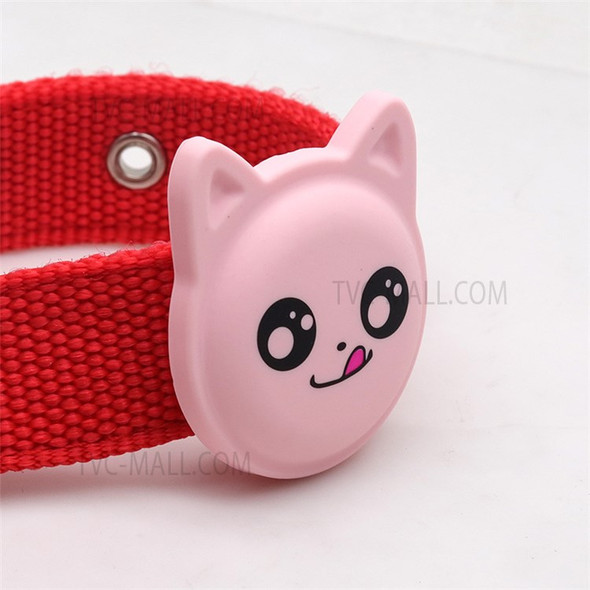 Pattern Printing Cat Head Shape Anti-loss Protective Cover Pet Locator TPU Case for Apple AirTag Tracker - Pink