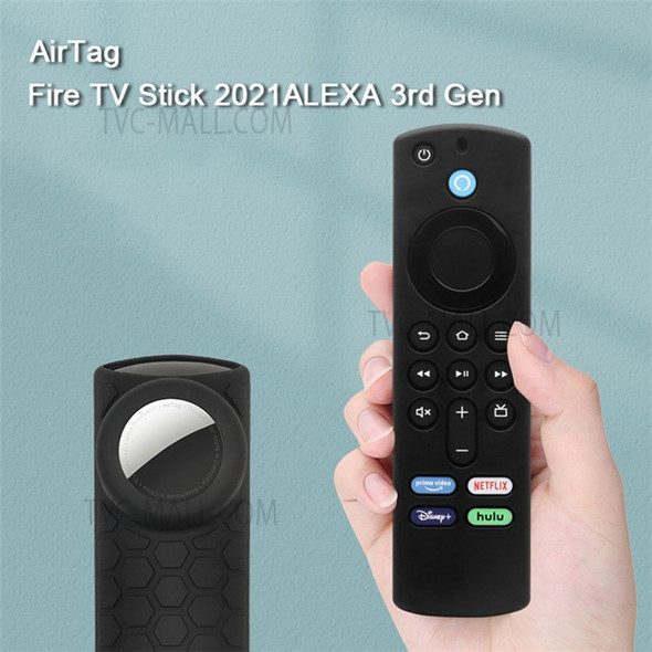 For Amazon Alexa Fire TV Stick (3rd Gen) + AirTag 2-in-1 Anti-Dirt Flexible Silicone Case - Black