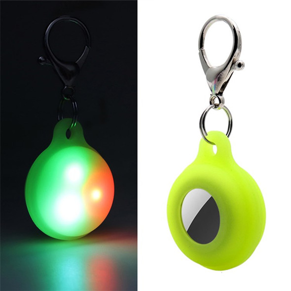 For Apple AirTag Locator Luminous Silicone Case Anti-drop Protective Cover with Key Holder - Luminous Yellow
