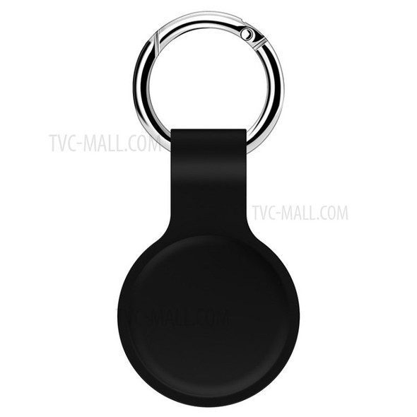 For Apple AirTags Silicone Case Smart Wireless Tracker Protective Cover with Keyring - Black