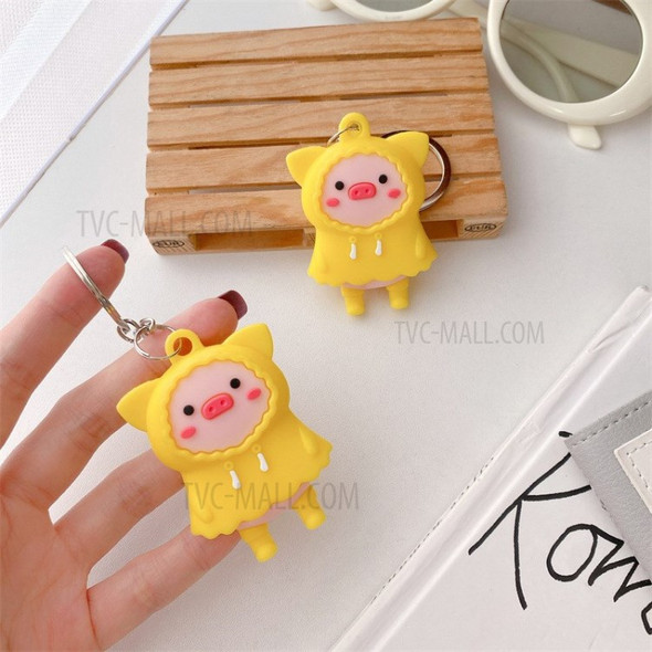 For Apple AirTag Case Soft Silicone Cover Raincoat Pig Tracker Protector with Keyring