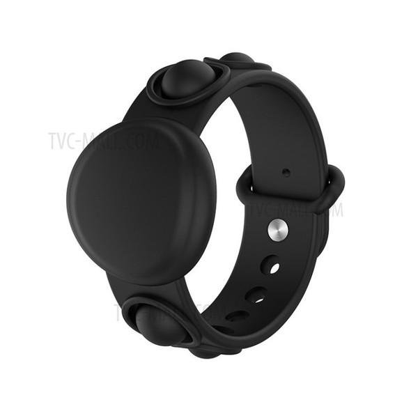Finger Press Bubble Anxiety Stress Silicone Bracelet Protective Case for Apple AirTag - Black