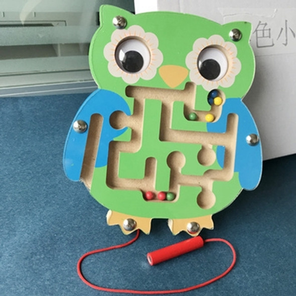 Children Puzzle Toy Wooden Magnetic Small Size Owl Pattern Animal Maze
