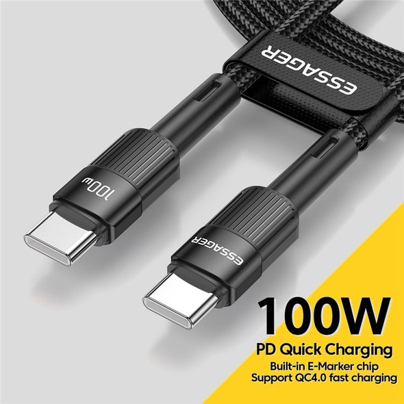 ESSAGER 0.5m PD 100W Fast Charging Cable Type-C Braided Charge Cord 480Mbps Data Transmission Wire