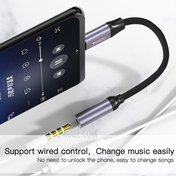 YESIDO YAU19 Type C to 3.5mm Female Headphone Jack Adapter USB C to Aux Audio Dongle Cable