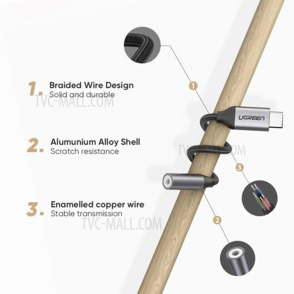 UGRREN USB Type-C to 3.5mm Female Headphone Jack Adapter Aux Audio Cable