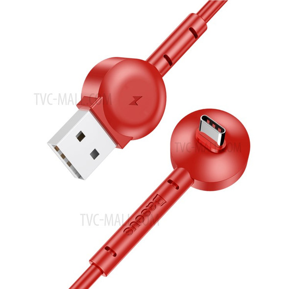 BASEUS Maruko Video Bracket 2.1A Output USB Type-C Data Sync Charge Cable for Samsung Sony LG etc. - Red