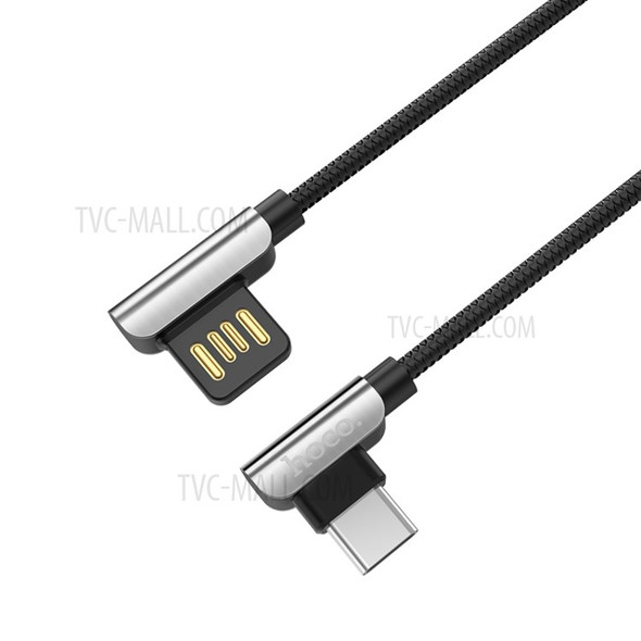 HOCO U42 Exquisite Steel 90 Degree Right Angled Type-C Charging Data Cable 1.2m - Black