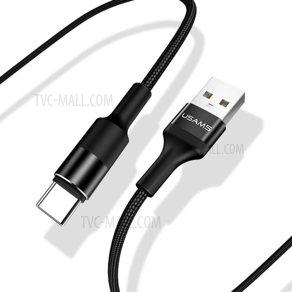 25PCS/Lot USAMS Woven Pattern Type-C USB Data Sync Charging Cable for Huawei Samsung HTC - Black