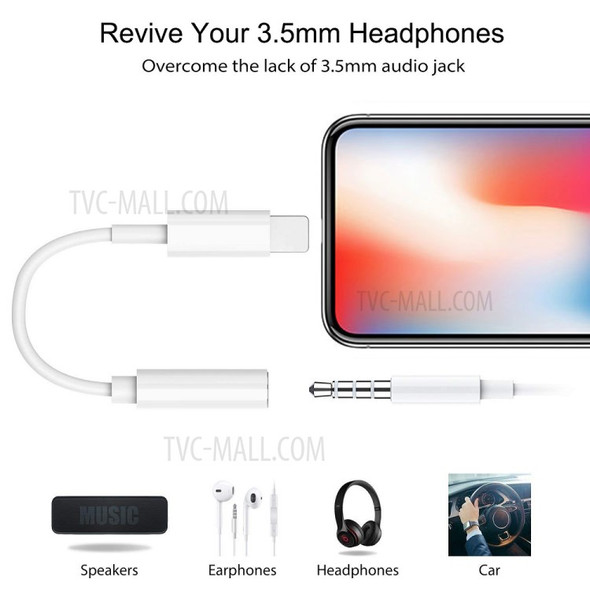 Lightning 8Pin Male to 3.5mm Female Port Audio Cable for iPhone X/8/8 Plus etc.