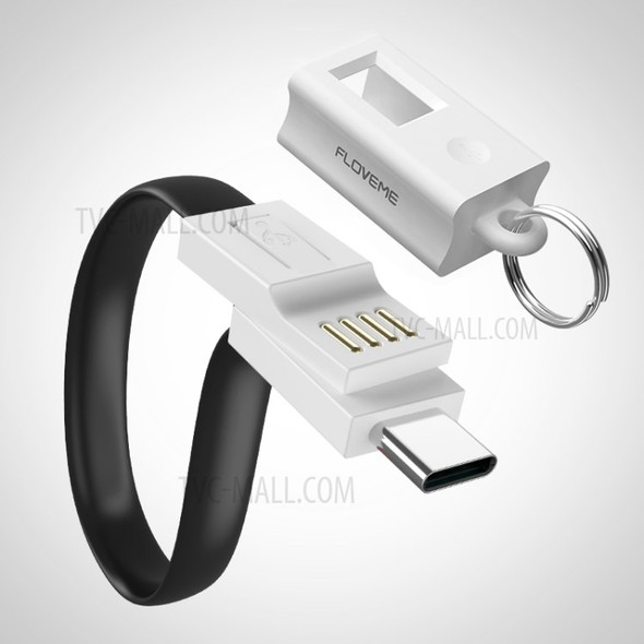 FLOVEME Portable Keychain Type-C Data & Charge Cable for Xiaomi Samsung, etc - Black