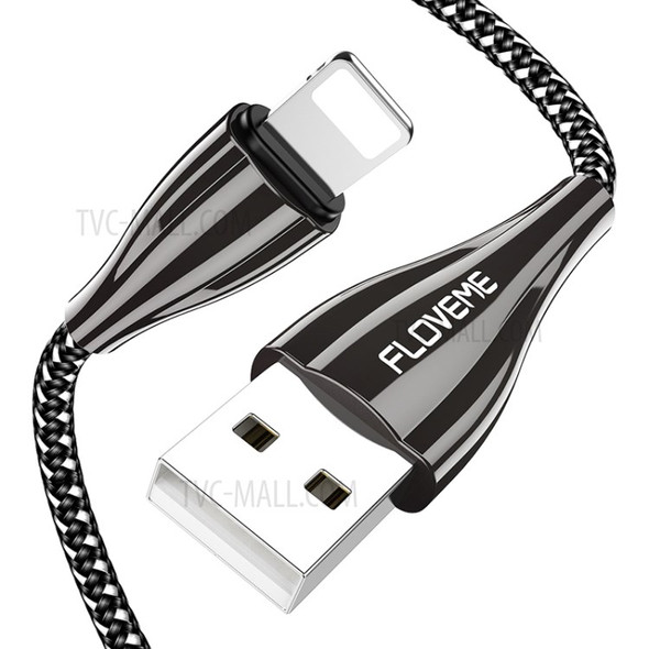 FLOVEME Zinc Alloy USB 2.4A Fast Charging Lightning 8Pin Data Sync Cable 1m