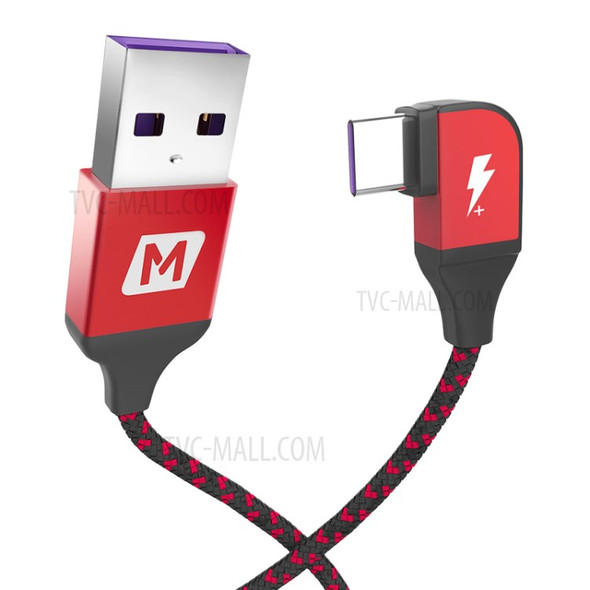 MOMAX L-shape 5A Type-C to USB Cable Support Data Sync and Charge 1.2m - Red