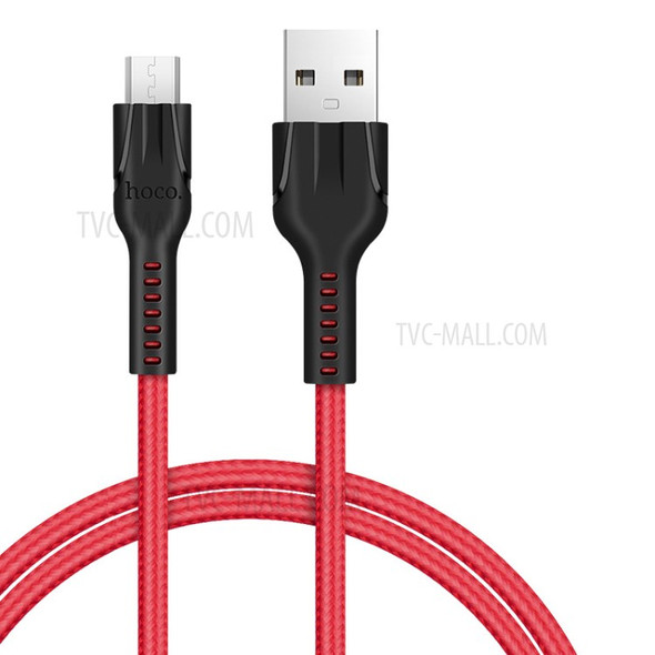HOCO U31 Micro USB Cable Rapid Charging Cord 2.4A 1m for Huawei Xiaomi OnePlus Etc. - Red