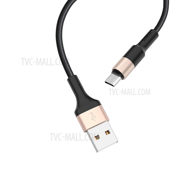 HOCO X26 1M Nylon Braided Micro USB Data Sync Charging Cable for Samsung Huawei Xiaomi - Black / Gold