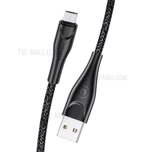 USAMS 1M Nylon Braided Micro USB Data Sync Charger Cable for Samsung Huawei Xiaomi - Black