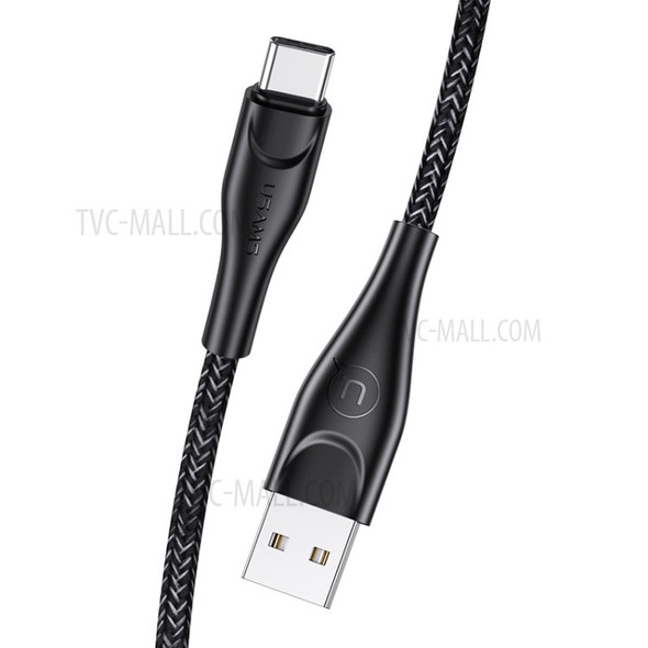 USAMS 2M Nylon Braided Type-C USB Data Sync Charging Cable for Samsung Huawei Xiaomi - Black