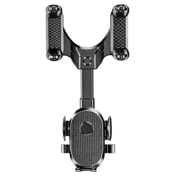 360-degree Rotation Flexible Adjustable Car Rearview Phone Holder Car Mirror Phone Mount Bracket - Black