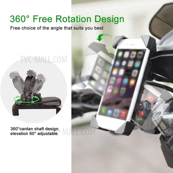 360 Degree Rotation Shockproof MTB Bike Handlebar Mount Phone Bracket Holder for 3.5 - 6.5 inch Phone