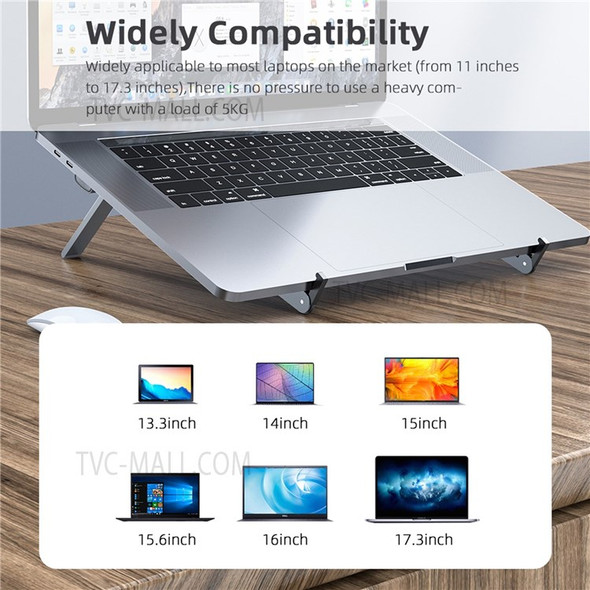 Laptop Stand Portable Laptop Riser 5 Height Adjustable Folding Computer Holder Ergonomic Stand Aluminum Alloy Non Slip Notebook Bracket for 11-17.3" Devices