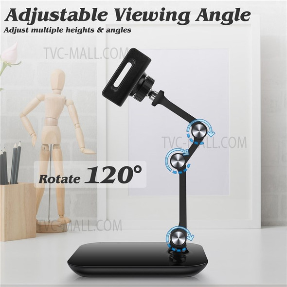 4-12.9 inch Phone Tablet Stand Holder Height Angle Adjustable Aluminum Alloy 360 Degree Rotating Tablet Desktop Bracket