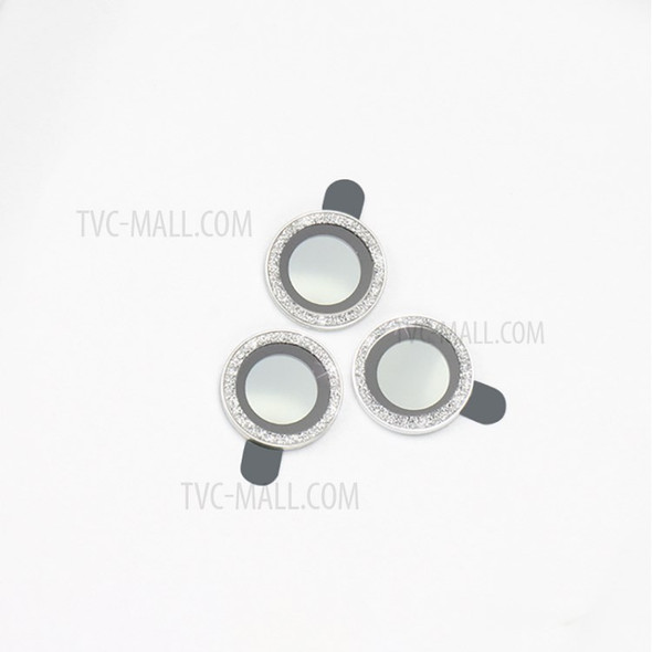 KUZOOM 3Pcs/Set Bright Diamond Decor Sapphire Camera Lens Glass Protector for iPhone 12 Pro - White
