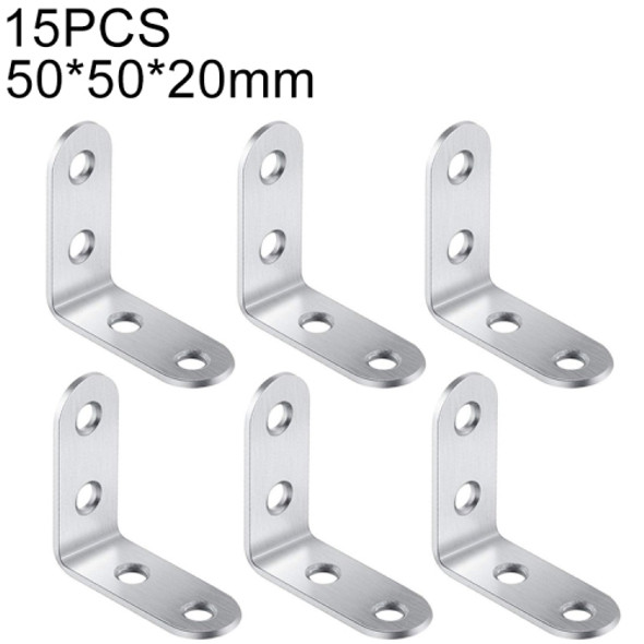 15 PCS Stainless Steel 90 Degree Angle Bracket, Corner Brace Joint Bracket Fastener Furniture Cabinet Screens Wall (50mm)