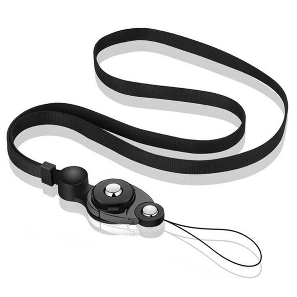 3-in-1 Detachable Lobster Clasp Cell Phone Lanyard Anti-lost Anti-drop Nylon Rope Neck Strap - Black