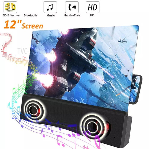 12 inch 3D Mobile Phone Screen Amplifier Foldable HD Acrylic Phone Video Magnifying Glass with Stereo Bluetooth Speaker